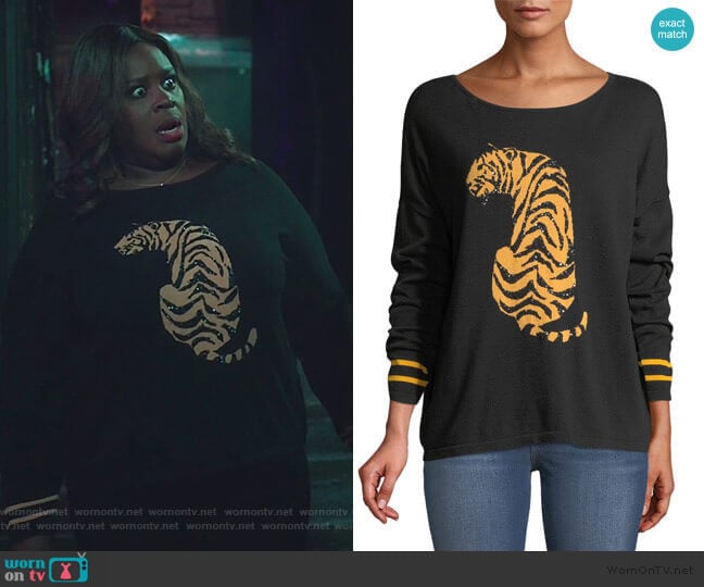 Joan Vass Sequin-Striped Tiger-Intarsia Sweater worn by Ruby Hill (Retta) on Good Girls