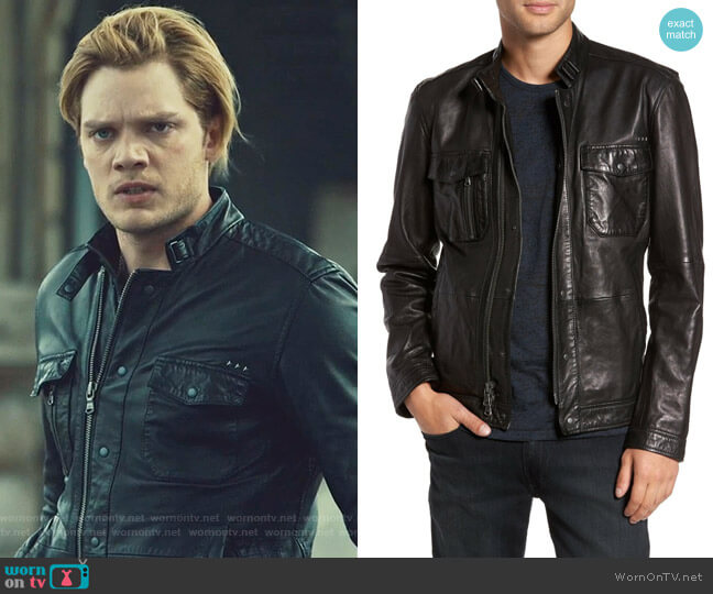 John Varvatos Leather Zip Front Jacket worn by Jace Wayland (Dominic Sherwood) on Shadowhunters