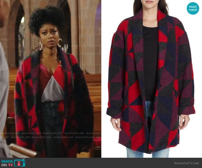 Joie Halona Blanket Coat worn by Ali Finer (Javicia Leslie) on God Friended Me