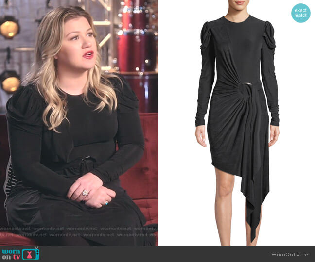 Jonathan Simkhai Sueded Jersey Asymmetric Wrap Dress worn by Kelly Clarkson on The Voice