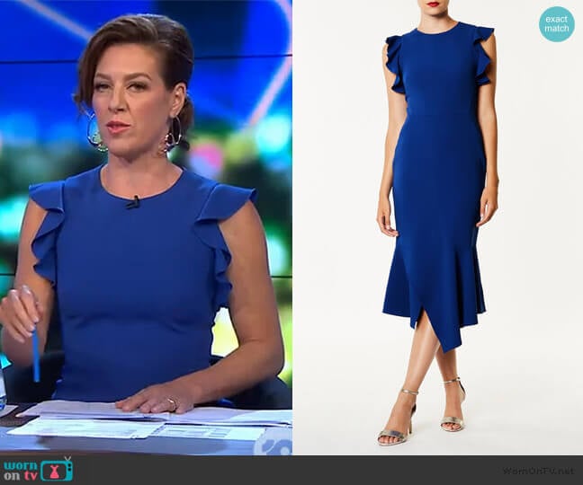Karen Millen Ruffle Detail Dress worn by Gorgi Coghlan on The Project