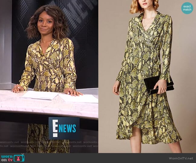 Karen Millen Snakeskin Print Midi Dress worn by Zuri Hall on E! News