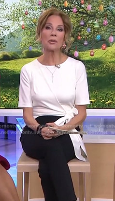 Kathie’s black and white tie detail jumpsuit on Today