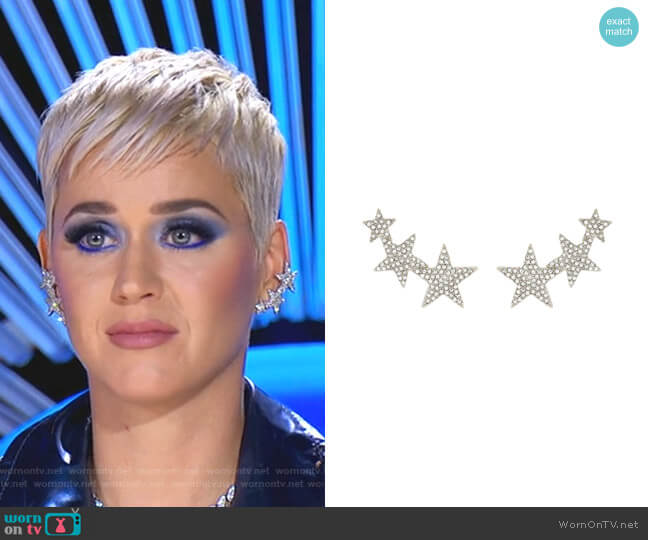 Kenneth Jay Lane Crystal Star Clip-On Earrings worn by Katy Perry on American Idol