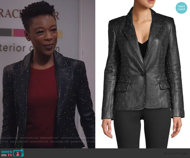 L'Agence Montego Studded Leather Blazer