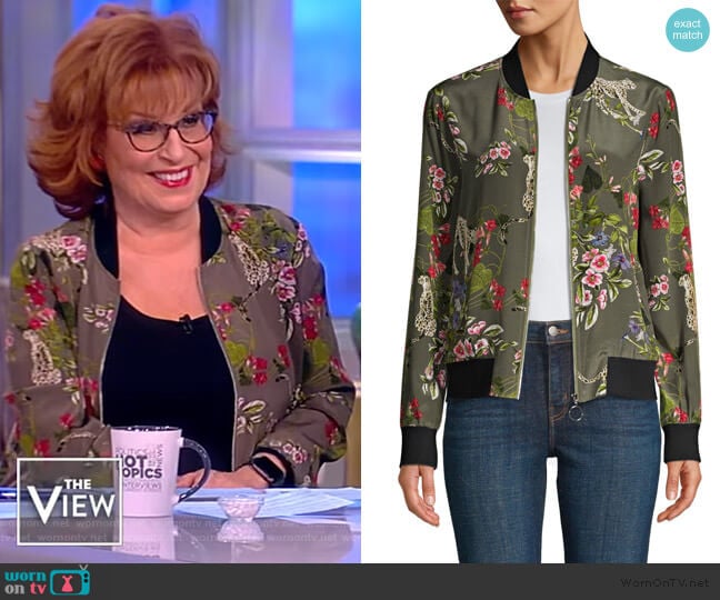 L'Agence Ollie Silk Print Bomber Jacket worn by Joy Behar on The View
