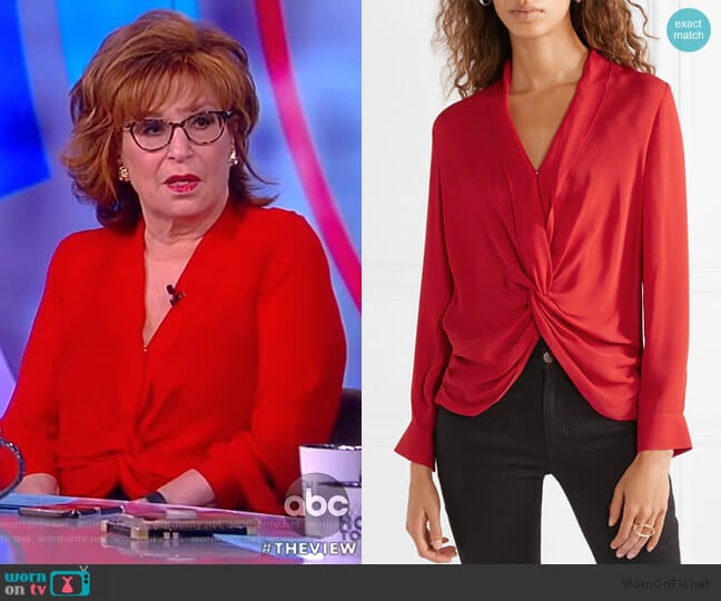 L'Agence Mariposa twisted silk blouse worn by Joy Behar on The View