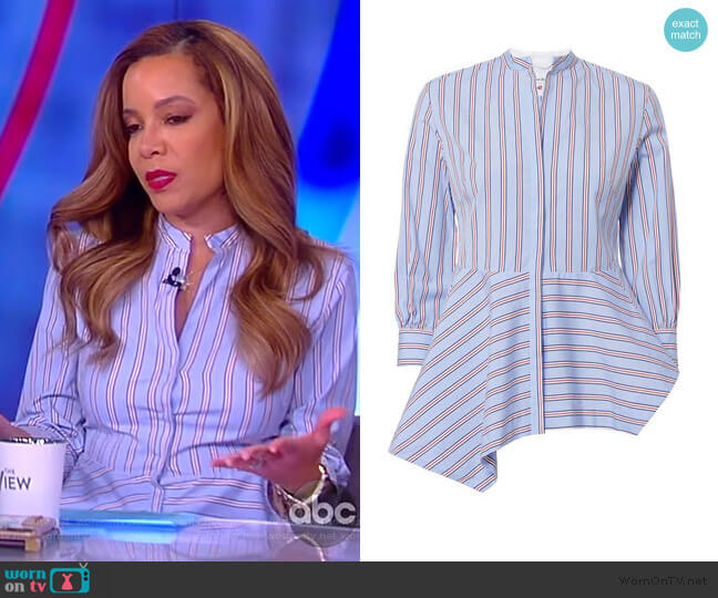 Le Sarte Pettegole Striped Asymmetric Blouse worn by Sunny Hostin on The View