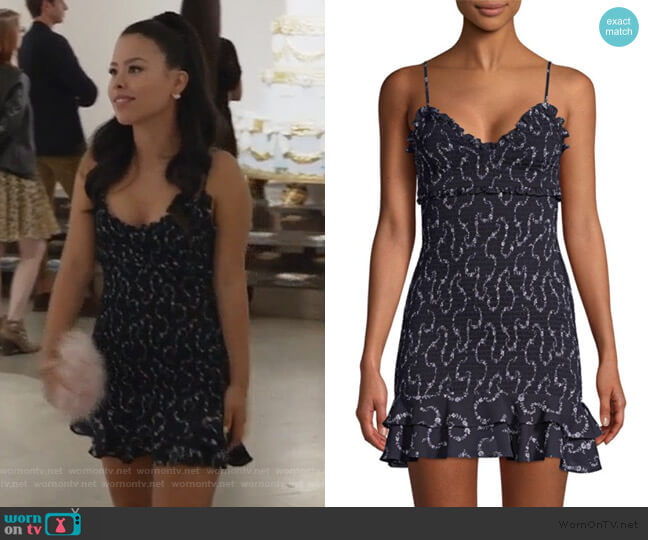 Likely Zephra Smocked Mini Dress worn by Mariana Foster (Cierra Ramirez) on Good Trouble
