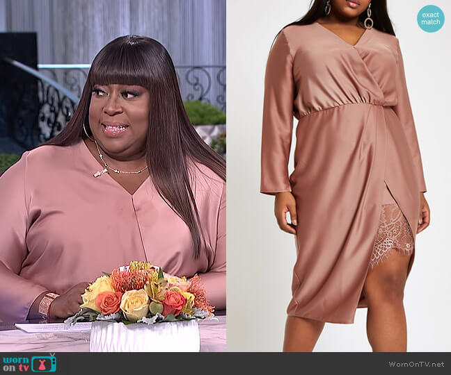 River Island Plus Wrap Front Waisted Midi Dress worn by Loni Love on The Real