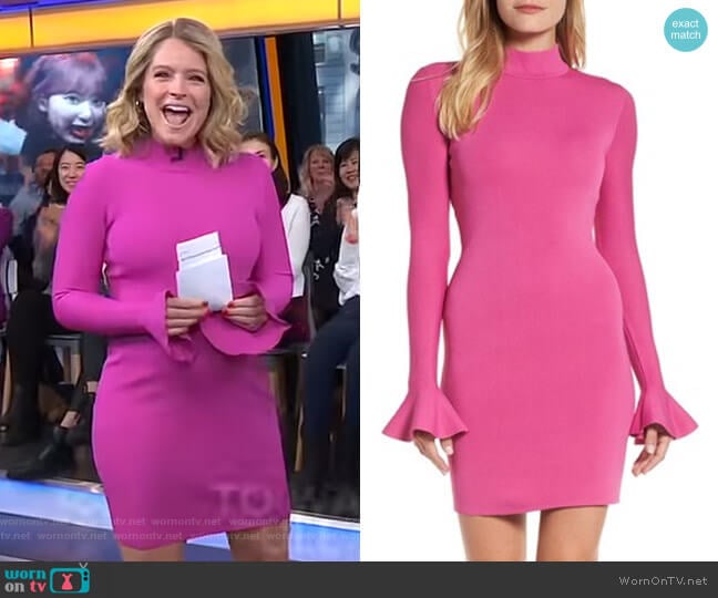 MICHAEL Michael Kors Bell Sleeve Body-Con Dress worn by Sara Haines on Good Morning America