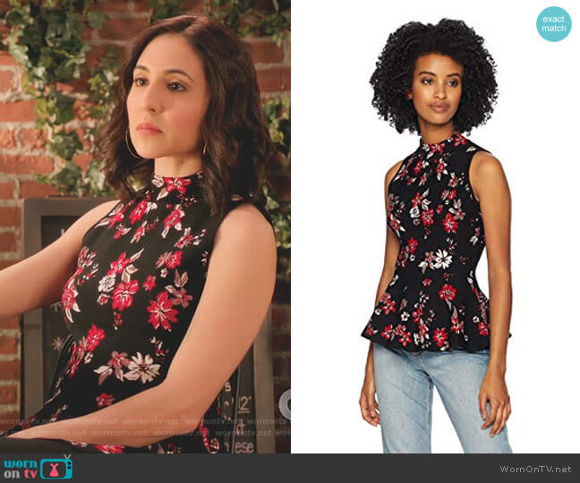 Milly Twilight Floral Sleeveless Peplum Top worn by Valencia Perez (Gabrielle Ruiz) on Crazy Ex-Girlfriend