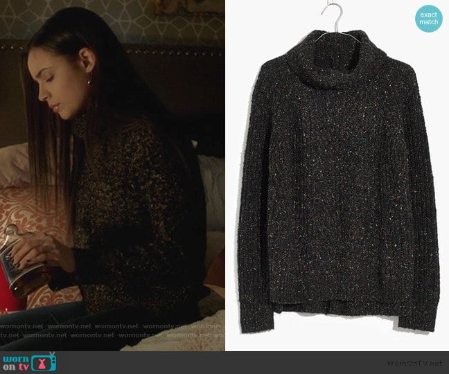 Madewell Colorfleck Ribbed Turtleneck Sweater worn by Ava Jalali (Sofia Carson) on Pretty Little Liars The Perfectionists