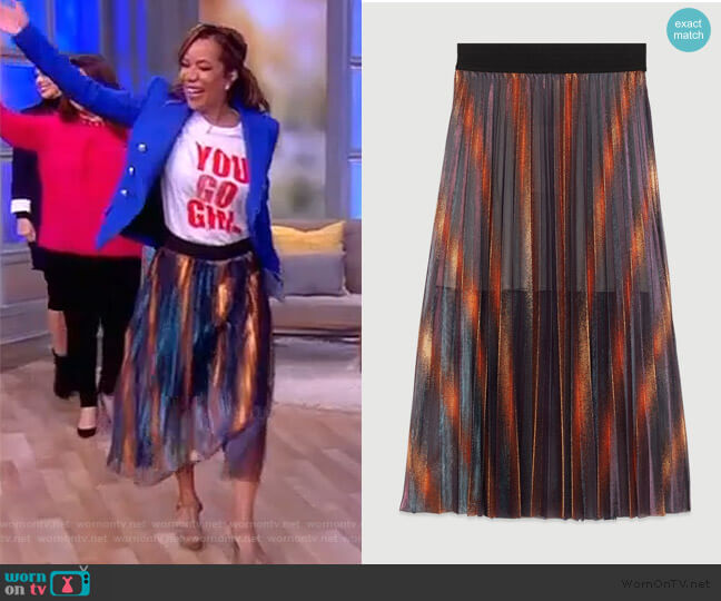 Maje Pleated and Iridescent Long Skirt worn by Sunny Hostin on The View