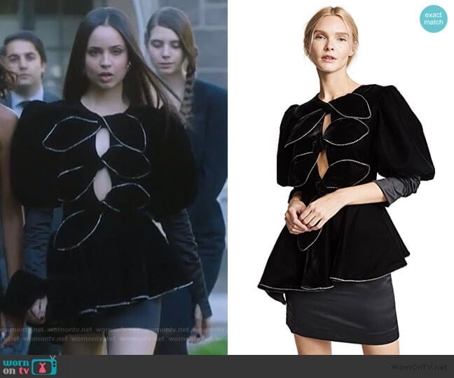 Marianna Senchina Velvet Mini Dress worn by Ava Jalali (Sofia Carson) on Pretty Little Liars The Perfectionists