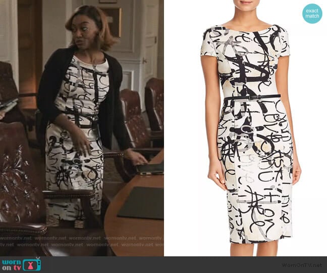 Max Mara Alcali Printed Sheath Dress worn by Daisy Grant (Patina Miller) on Madam Secretary