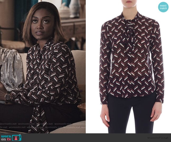 Michael Kors Geometric Blouse worn by Daisy Grant (Patina Miller) on Madam Secretary