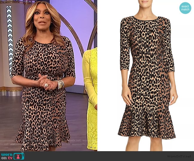 Milly Textured Leopard Animal-Print Mermaid Midi Dress worn by Wendy Williams on The Wendy Williams Show