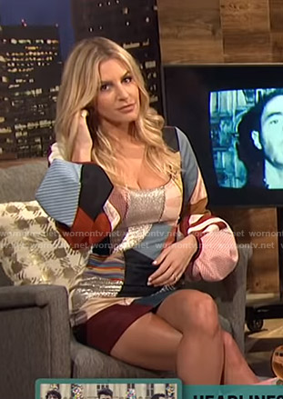Morgan’s patchwork mini dress on E! News Nightly Pop