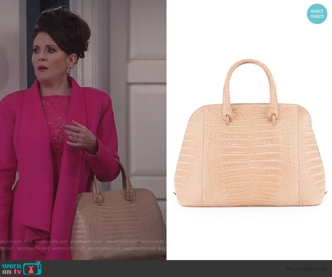 Nancy Gonzalez Crocodile Large Open Dome Tote Bag worn by Karen Walker (Megan Mullally) on Will and Grace