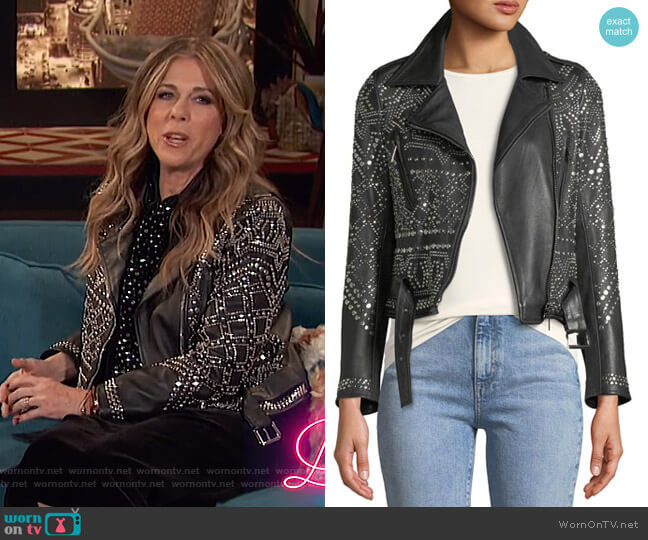Nour Hammour Studded Lambskin Leather Classic Moto Jacket