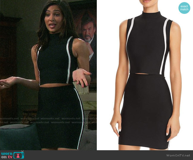 On Twelfth Contrast-Stripe Sleeveless Cropped Top worn by Gabi Hernandez (Camila Banus) on Days of our Lives