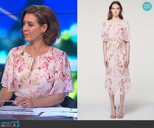 Once Was Sloane Pleat Detail Viscose Dress worn by Gorgi Coghlan on The Project
