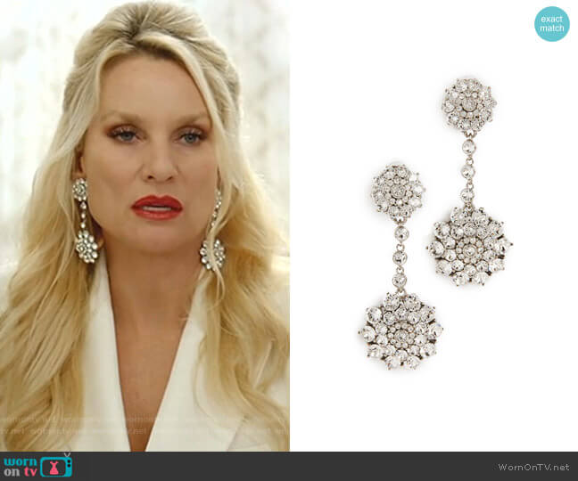Oscar de la Renta Classic Jeweled Drop Earrings worn by Alexis Carrington (Elaine Hendrix) on Dynasty