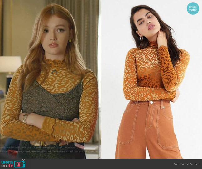 Out From Under Leopard Print Velvet Mock-Neck Top worn by Kirby Anders (Maddison Brown) on Dynasty