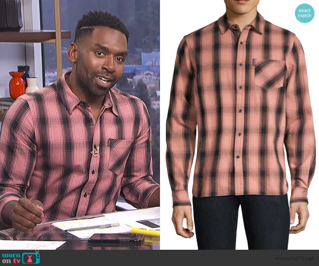 Ovadia & Sons Max Plaid Cotton Shirt worn by Justin Sylvester on E! News