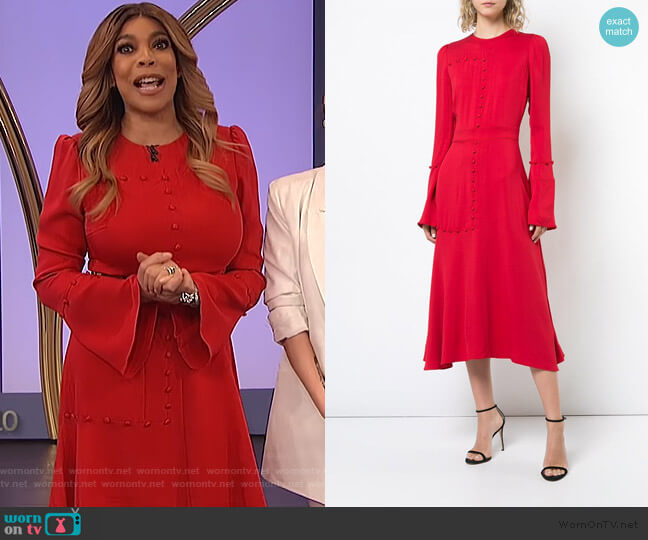 Prabal Gurung Graphic Blocking Flare dress worn by Wendy Williams on The Wendy Williams Show