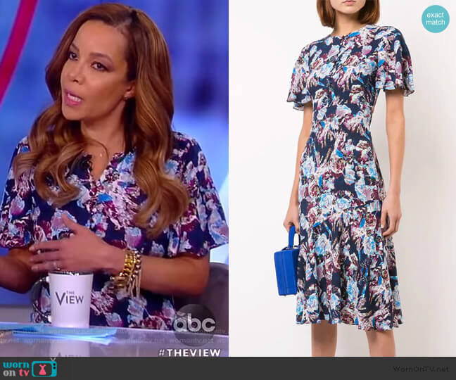 Prabal Gurung Floral Flared Midi Dress worn by Sunny Hostin on The View