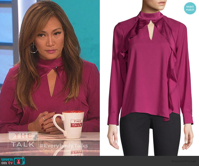Parker Cianni Draped Ruffle Combo Top worn by Carrie Inaba on The Talk