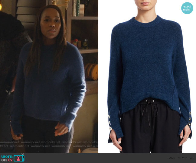 3.1 Phillip Lim Button Sleeve Wool Sweater worn by Michaela Pratt (Aja Naomi King) on How to Get Away with Murder
