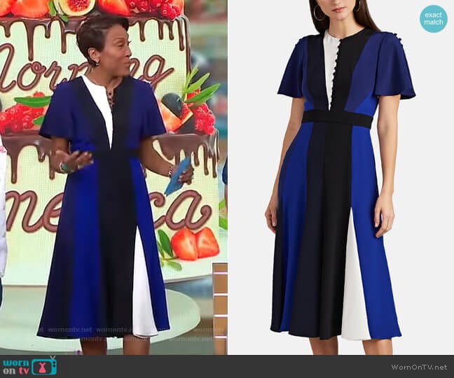 Prabal Gurung Colorblocked Silk Dress worn by Robin Roberts on Good Morning America
