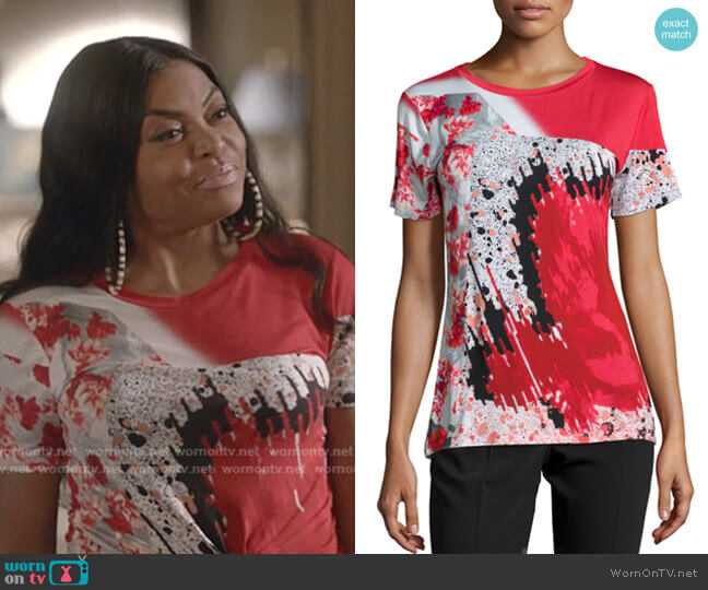 Prabal Gurung Short-Sleeve Abstract-Print T-Shirt worn by Cookie Lyon (Taraji P. Henson) on Empire