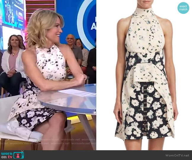 Proenza Schouler Floral-Print A-Line Dress worn by Amy Robach on Good Morning America