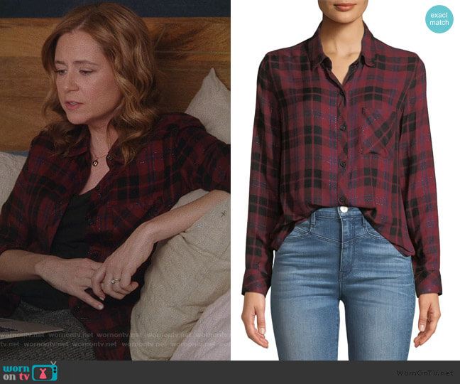 Rails Hunter Plaid Pocket Button-Down Shirt worn by Lena (Jenna Fischer) on Splitting Up Together