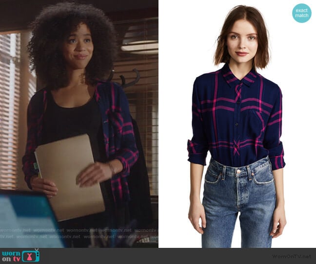 Rails Hunter Shirt in Navy / Lipstick worn by Allison Adams (Jasmin Savoy Brown) on For the People
