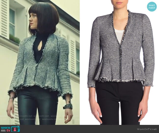 Rebecca Taylor Lurex Tweed Knit Jacket worn by Clary Fray (Katherine McNamara) on Shadowhunters