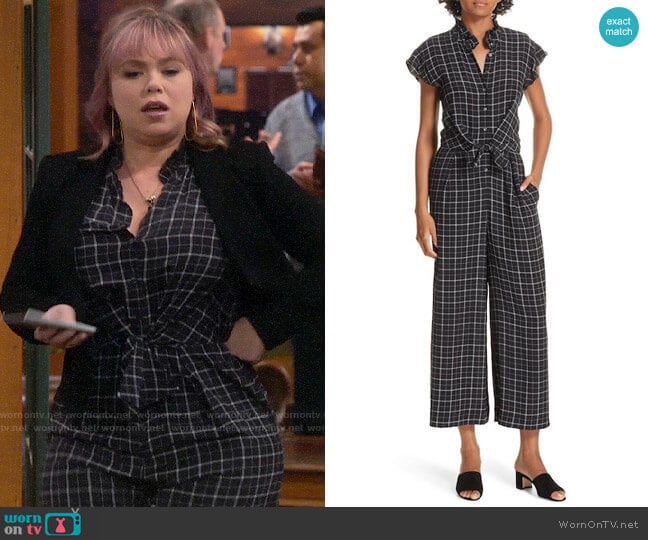 Rebecca Taylor Plaid Silk Jumpsuit worn by Kristin Baxter (Amanda Fuller) on Last Man Standing