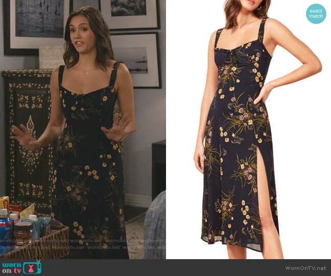 Reformation Peridot Side Slit Dress worn by Clem (Nina Dobrev) on Fam