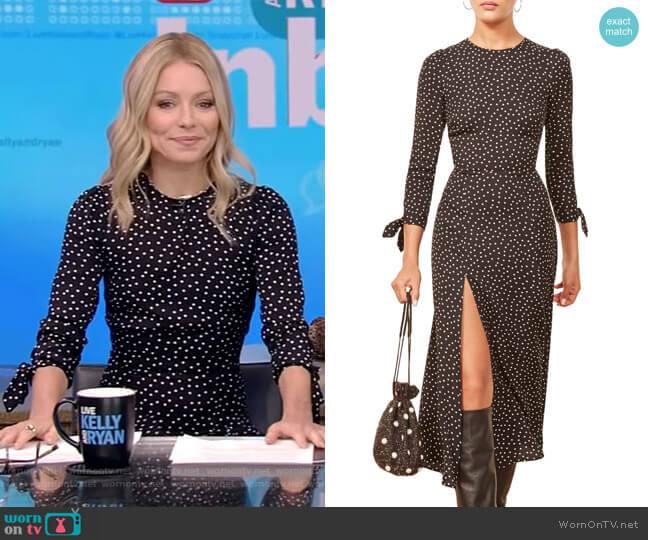 Reformation Zelda Slit Dress worn by Kelly Ripa on Live with Kelly and Mark