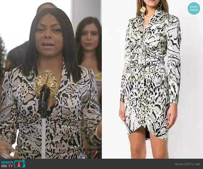 Roberto Cavalli Animal Print Shirt Dress worn by Cookie Lyon (Taraji P. Henson) on Empire