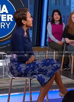 Robin’s blue floral skirt on Good Morning America