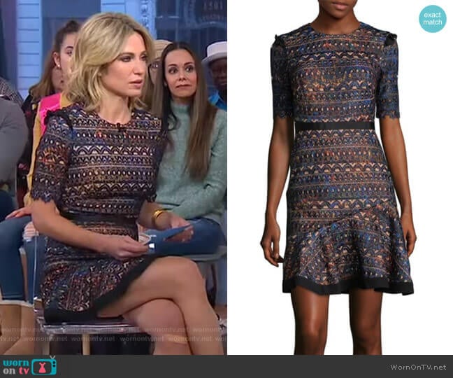 Saloni Ruffle Fit and Flare Dress worn by Amy Robach on Good Morning America