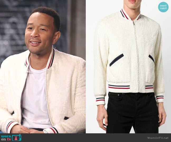 Saint Laurent Shearling Bomber Kacket worn by John Legend on The Voice