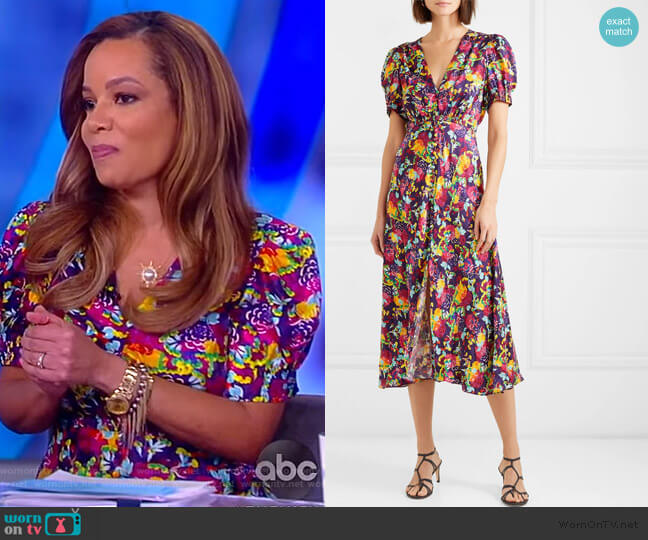 Saloni Lea floral-print silk crepe de chine dress worn by Sunny Hostin on The View