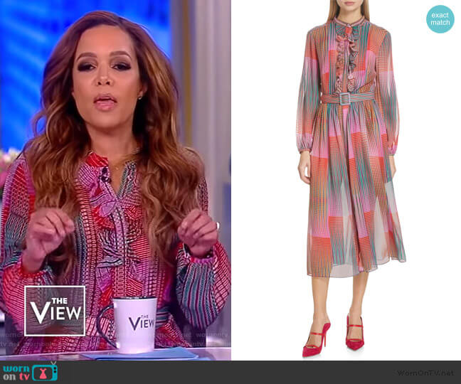 Saloni Raquel Belted Silk Midi Dress worn by Sunny Hostin on The View
