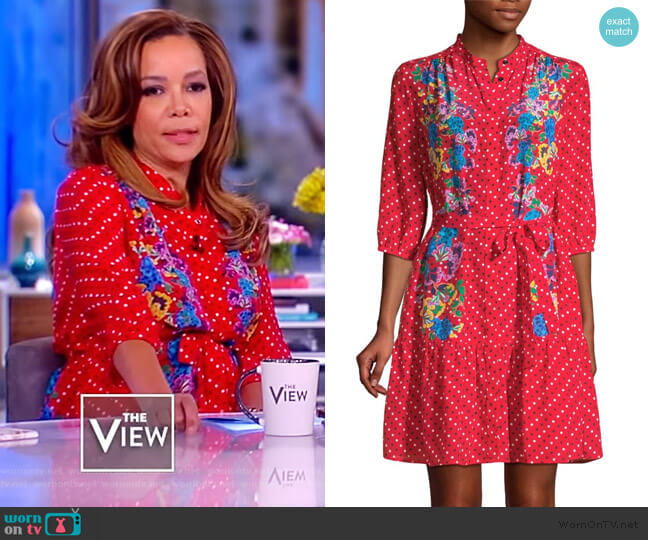 Saloni Silk Floral Dot Shirtdress worn by Sunny Hostin on The View